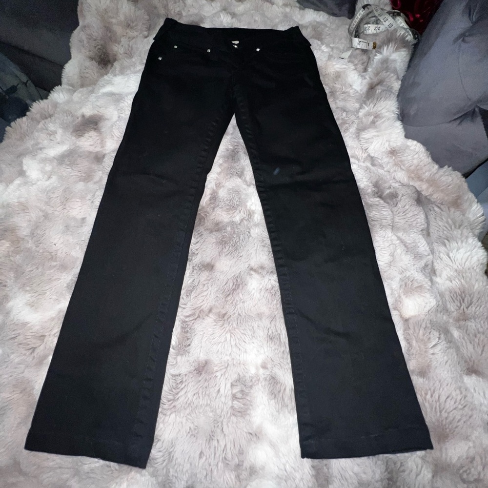 RARE True Religion "Disco Candice" Black Jeans with Front Rhinestones, 27 - Picture 8 of 12